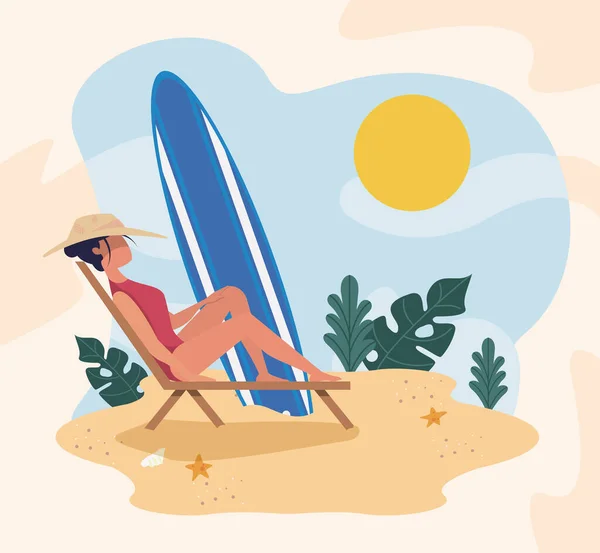 Fiesta Playa Gente Que Divierte Drawin — Vector de stock