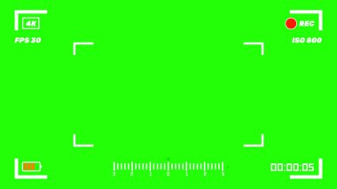 4k büyüklüğünde bir görüş açısı. Kayıt ekranı. Video çekim parametreleri olan yeşil ekran. Atış kalite göstergeleriyle Chromakey. Video kamera kayıt ayarları. Vektör.