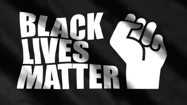 Blm Flag Waving Wind Black Lives Matter Symbol — Stock Video