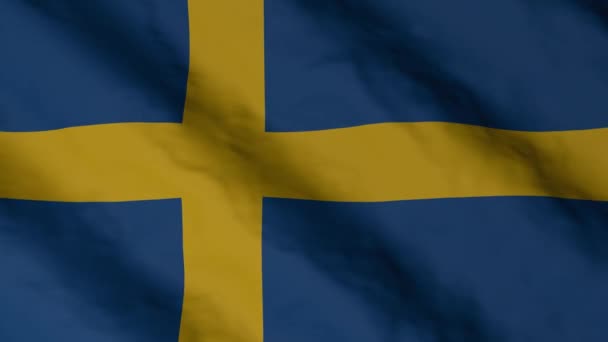 Svéd Zászló Lengett Szélben Svédország Nemzeti Zászló Videó Felvételek — Stock videók