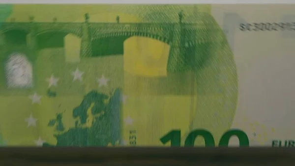 100 Euro Banknotes Cash Machine European Cash Counting — 图库照片