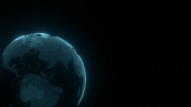 回転する惑星地球 技術ビデオ映像 コミュニケーションの概念 — ストック動画