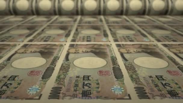 10000 Japanse Yen Biljetten Geld Drukmachine Video Van Contant Geld — Stockvideo