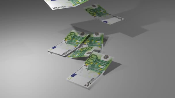 Animación Billetes 100 Euros Papel Usd Moneda — Vídeos de Stock