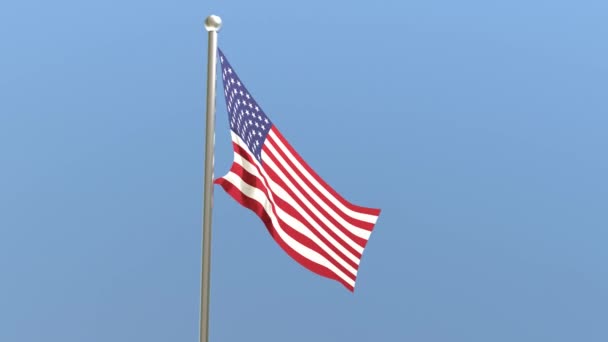 United States Flag Flagpole Usa Flag Fluttering Wind — 图库视频影像