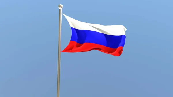 Russian Flag Flagpole Russian Federation Flag Fluttering Wind Image — 图库照片