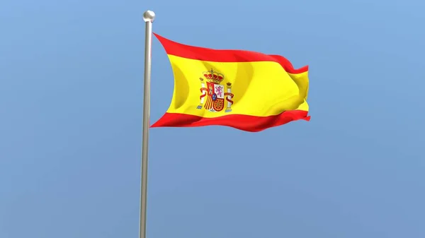 Spanish Flag Flagpole Spain Flag Fluttering Wind — Stock Photo, Image