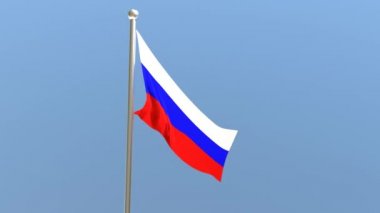 Bayrak direğinde Rus bayrağı. Rusya Federasyonu bayrağı rüzgarda dalgalanıyor.