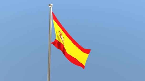 Spanish Flag Flagpole Spain Flag Fluttering Wind — 图库视频影像