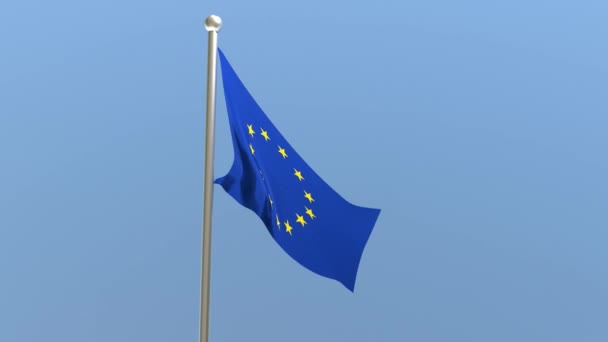 Európai Unió Zászlórúd Zászlója Európa Zászlaja Lobogott Szélben — Stock videók
