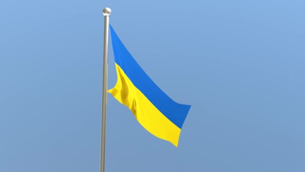 Ukrainian Flag Flagpole Ukraine Flag Fluttering Wind — 图库视频影像