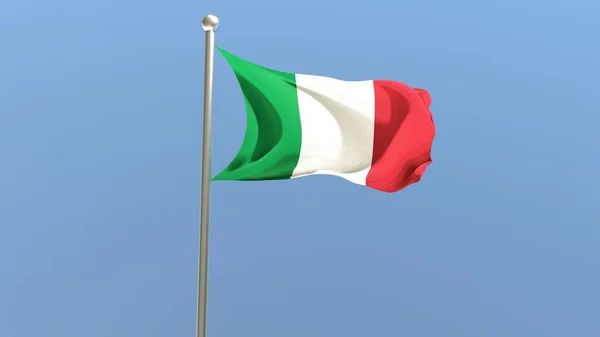 Italian Flag Flagpole Italy Flag Fluttering Wind Render — стокове фото