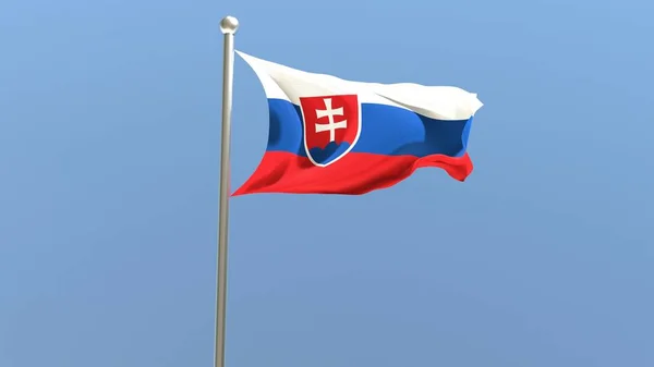 Slovak Flag Flagpole Slovakia Flag Fluttering Wind Render — Stock Photo, Image