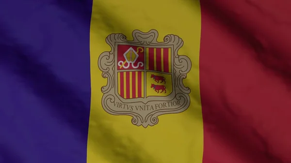 Andorras Nationella Flagga Andorra Flagga Illustration Render — Stockfoto