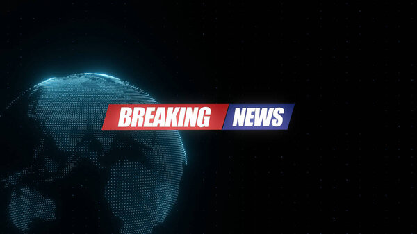 Breaking news. Spinning planet earth. 3D render.