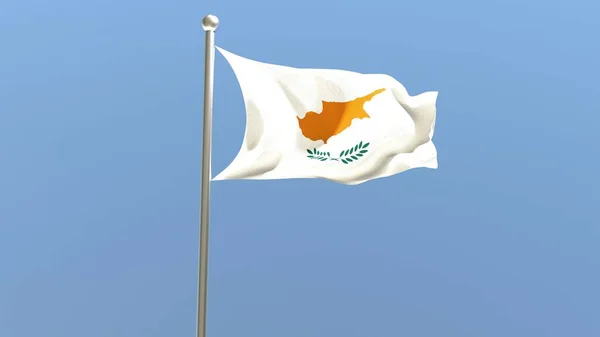 Cypriot Flag Flagpole Cyprus Flag Fluttering Wind Render — Stock Photo, Image