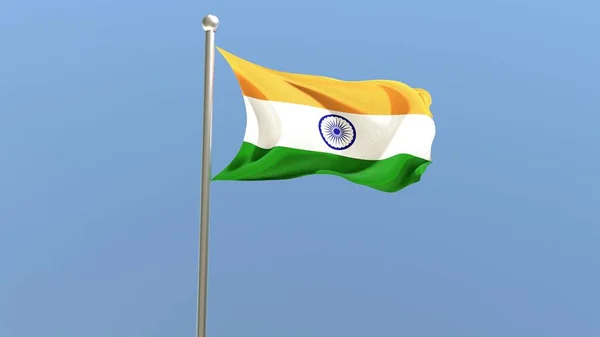 Bandera India Asta Bandera Bandera India Ondeando Viento Renderizado —  Fotos de Stock