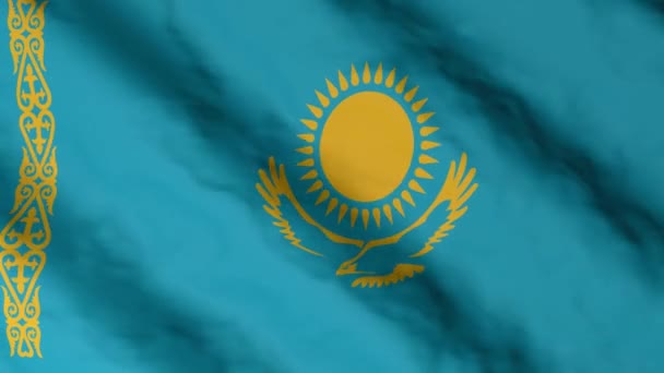 Казахстанский Флаг Машущий Ветру Видеоматериалы Государственном Флаге Казахстана — стоковое видео