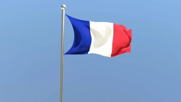 Franse Vlag Vlaggenmast Frankrijk Vlag Wapperend Wind Weergave — Stockfoto