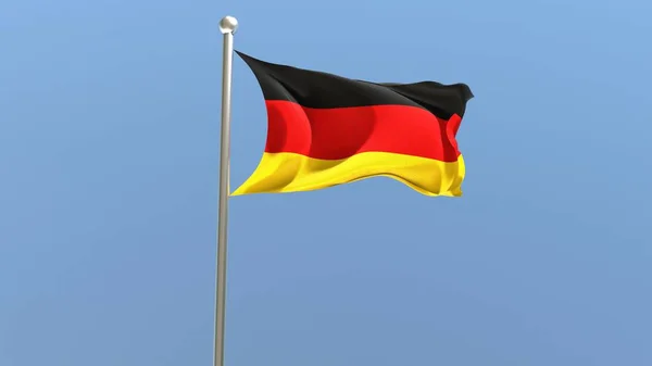 Немецкий Флаг Флагштоке Флаг Германии Развевается Ветру Рендеринг — стоковое фото