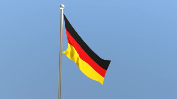 德国国旗挂在旗杆上德国国旗在风中飘扬 — 图库视频影像