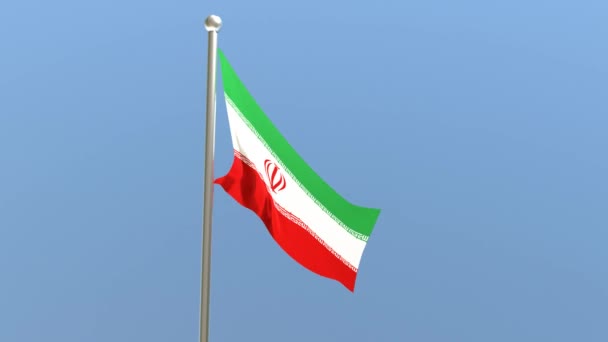 Bandiera Iraniana Sul Pennone Bandiera Iran Sventola Nel Vento — Video Stock