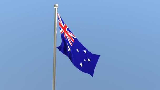 Australisk Flagga Flaggstången Australien Flagga Fladdrar Vinden — Stockvideo