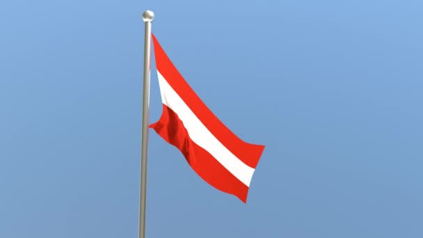 Rakouská Vlajka Stožáru Rakouská Vlajka Vlaje Větru — Stock video
