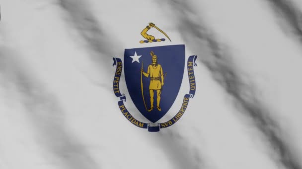 Die Flagge Des Bundesstaates Massachusetts Weht Wind Videomaterial — Stockvideo