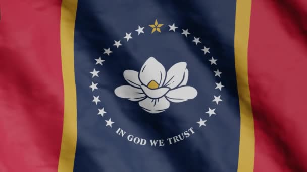 Bandera Del Estado Mississippi Ondeando Viento Imágenes Vídeo — Vídeos de Stock