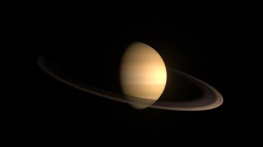 Spinning planet Saturn. Beautiful space 4k video footage.