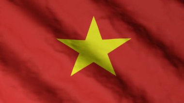 Rüzgarda sallanan Vietnam bayrağı. Vietnam ulusal bayrak video görüntüleri.