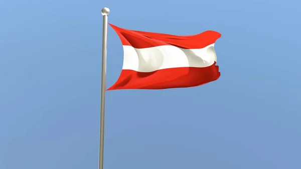 Austrian Flag Flagpole Austria Flag Fluttering Wind Render — Stock Photo, Image