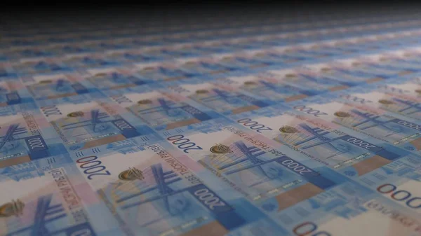 1000 Orosz Rubel Bankjegy Pénznyomdában Készpénzt Nyomtatok Bankjegyek Renderelés — Stock Fotó