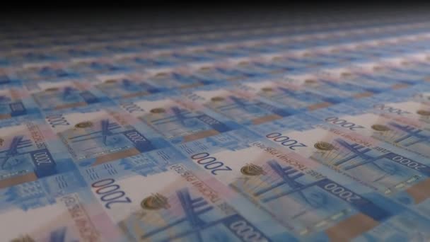 2000 Rubel Scheine Auf Gelddruckmaschine Video Des Drucks Von Bargeld — Stockvideo