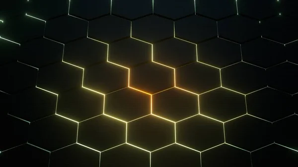 Modern Abstract Background Glowing Hexagons Render — Stock Fotó