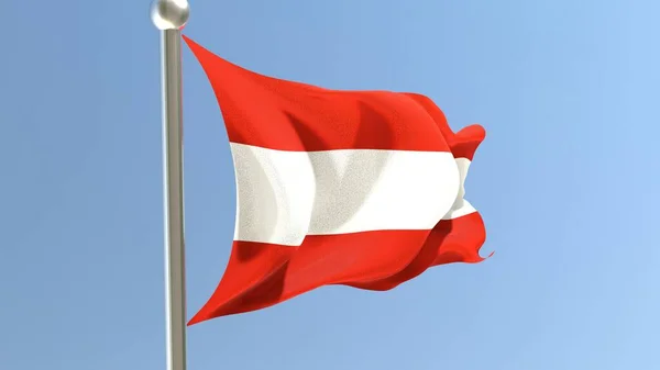 Флаг Австрии Флагштоке Флаг Австрии Развевается Ветру Рендеринг — стоковое фото