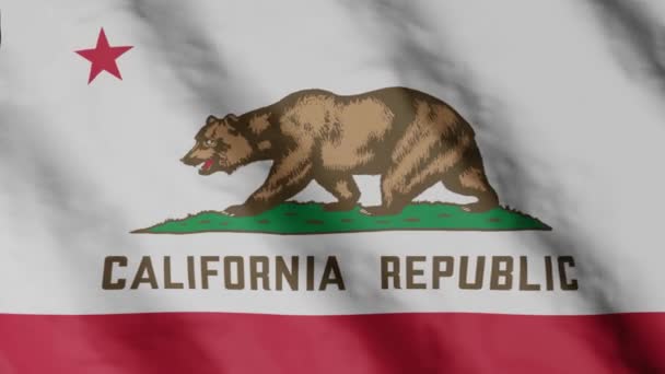 Flag State California Waving Wind Video Footage — стоковое видео