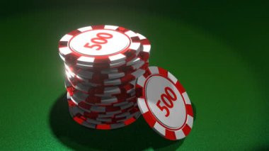 Kumar masasında poker fişleri. Kumarhane kavramı.