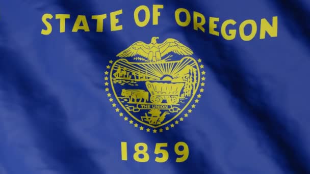 Bandera Del Estado Oregon Ondeando Viento Imágenes Vídeo — Vídeo de stock