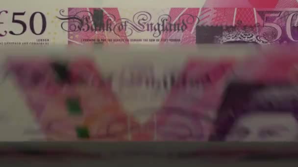 Pounds Sterling Banknotes Cash Machine Gbp Cash Counting Video Atm — Vídeo de Stock
