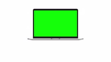 Şeffaf arkaplanda boş ekranı olan gerçekçi bir laptop. Alfa kanalı.