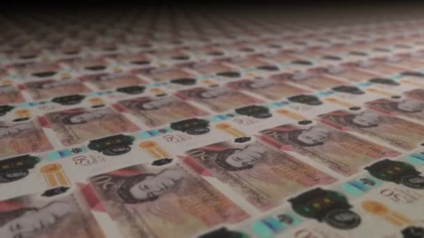 50ポンド紙幣印刷機にスターリング紙幣 現金を印刷するビデオ 銀行券 — ストック動画
