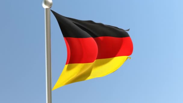 Немецкий Флаг Флагштоке Флаг Германии Развевающийся Ветру — стоковое видео