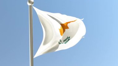 Bayrak direğinde Kıbrıs bayrağı. Kıbrıs bayrağı rüzgarda dalgalanıyor.