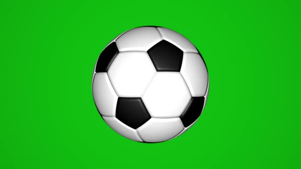 Classic Football Ball Rotates Green Background Chroma Key — Stock Video