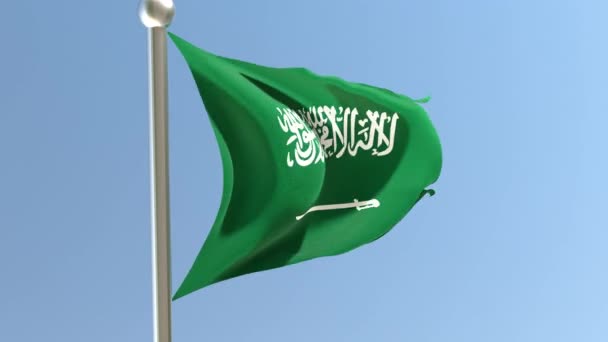 Bandeira Arábia Saudita Acenando Vento Imagens Vídeo Bandeira Nacional Arábia — Vídeo de Stock