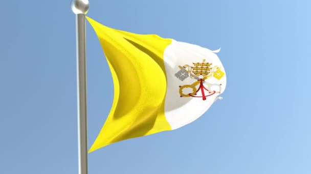 Bandeira Vaticano Mastro Bandeira Vaticano Balançando Vento — Vídeo de Stock