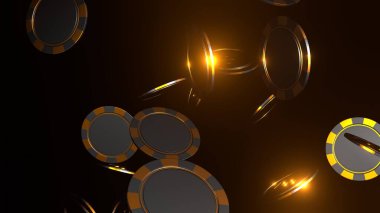 Altın siyah poker fişleri. Poker konsepti. 3 Boyutlu Hazırlama.