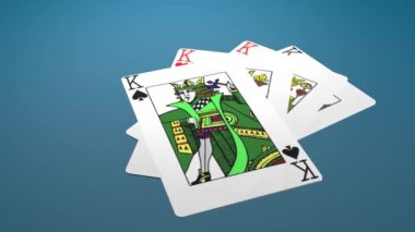 Kralların Meydanı. Kartlar masaya düşüyor. Poker konsepti.